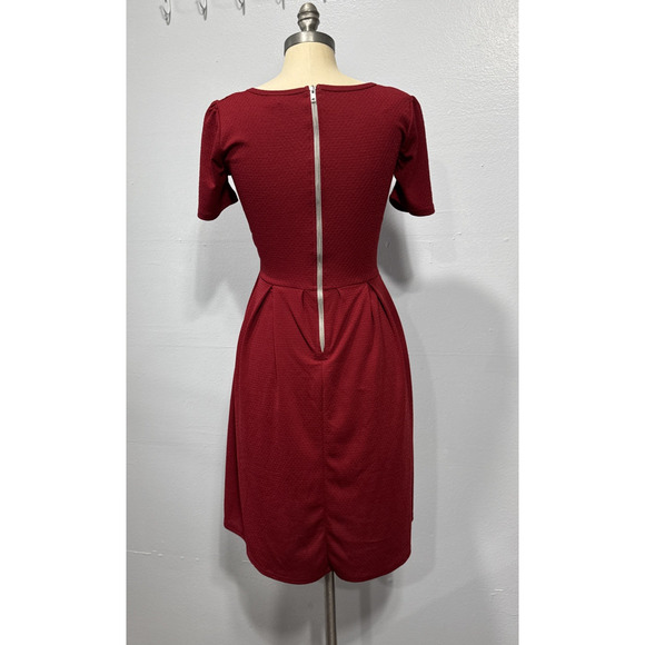 Lularoe Women's Dress Sz XS Fit & Flare Red Pleated Pockets Stylish Short Sleeve - Picture 4 of 12